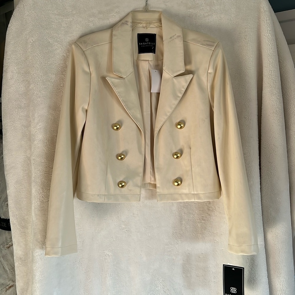 NWT cropped faux leather jacket